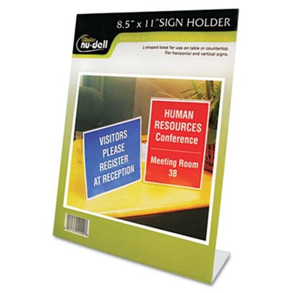Nudell Nu-Dell 35485Z Clear Plastic Sign Holder Stand-Up Slanted 8 1/2 x 11 35485Z - main